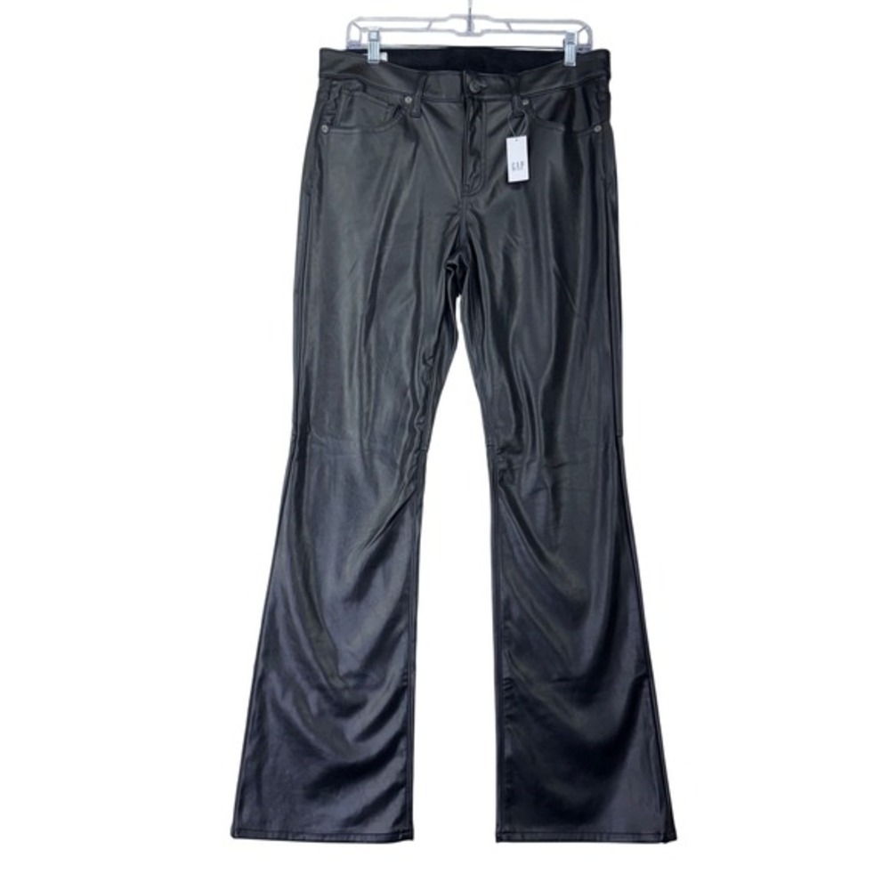 Gap Women's Baby Boot Mid‎ Rise Pants Sz 12 Reg Black Vegan 90's Minimalism